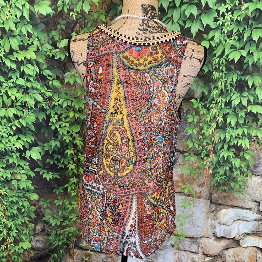 JOIE Silk Chiffon Semi-Sheer Tank, M - Picture 6 of 11